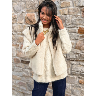 Veste en fourrure sans manches Samira - Beige