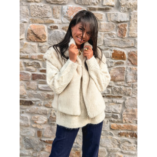 Veste en fourrure sans manches Samira - Beige