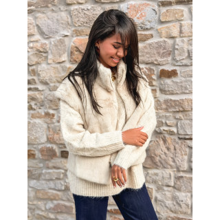 Veste en fourrure sans manches Samira - Beige