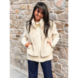 Veste en fourrure sans manches Samira - Beige
