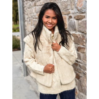 Veste en fourrure sans manches Samira - Beige