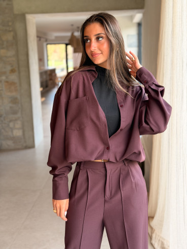 Chemise Aurélia - Aubergine/Noir