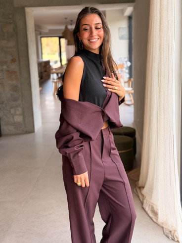 Chemise Aurélia - Aubergine/Noir