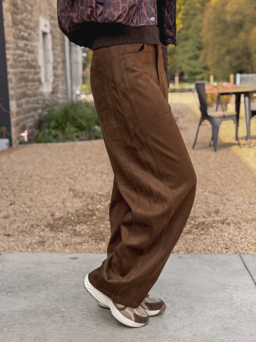 Pantalon en daim Nati - Chocolat