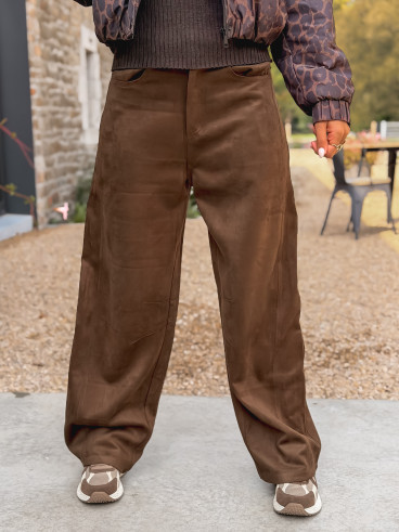 Pantalon en daim Nati - Chocolat