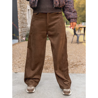 Pantalon en daim Nati - Chocolat