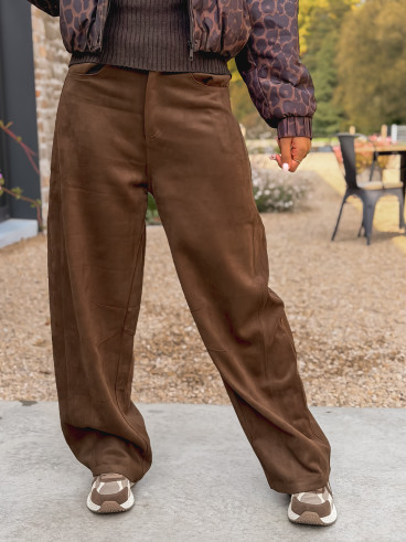 Pantalon en daim Nati - Chocolat