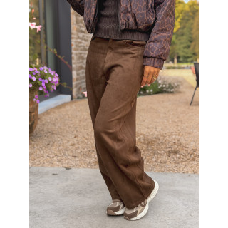 Pantalon en daim Nati - Chocolat