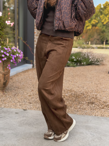 Pantalon en daim Nati - Chocolat