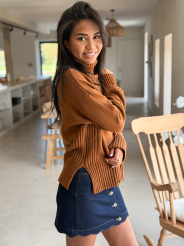 Pull col roulé Manollie - Camel