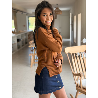 Pull col roulé Manollie - Camel