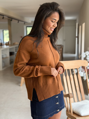 Pull col roulé Manollie - Camel