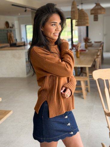 Pull col roulé Manollie - Camel