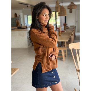 Pull col roulé Manollie - Camel