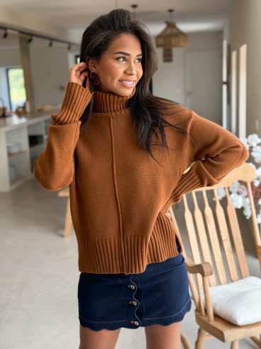 Pull col roulé Manollie - Camel