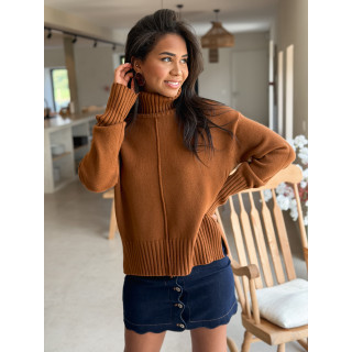Pull col roulé Manollie - Camel