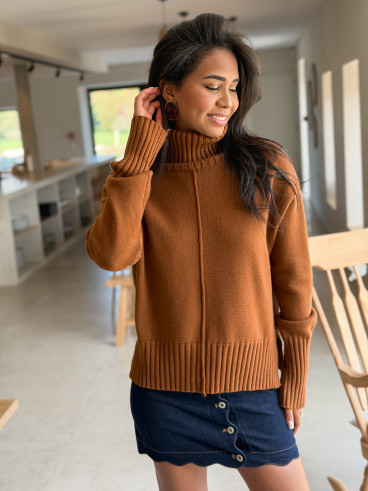 Pull col roulé Manollie - Camel