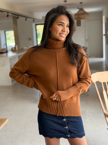 Pull col roulé Manollie - Camel