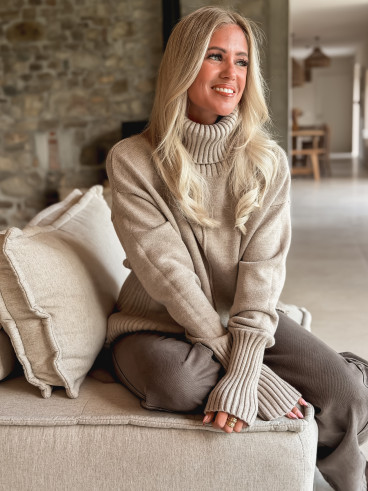 Pull col roulé Manollie - Beige