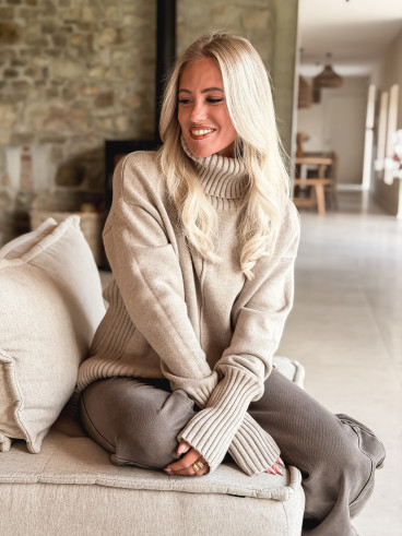 Pull col roulé Manollie - Beige