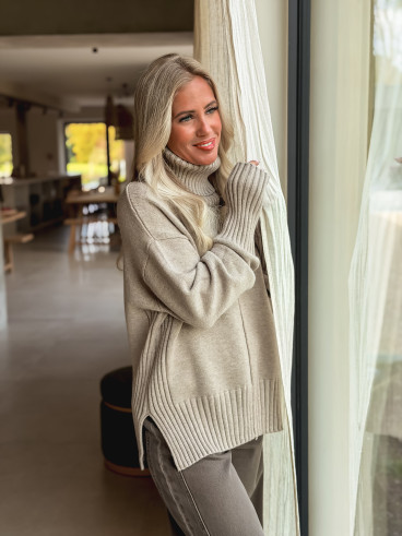 Pull col roulé Manollie - Beige