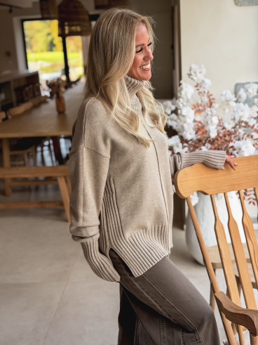 Pull col roulé Manollie - Beige