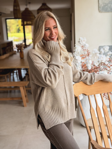 Pull col roulé Manollie - Beige