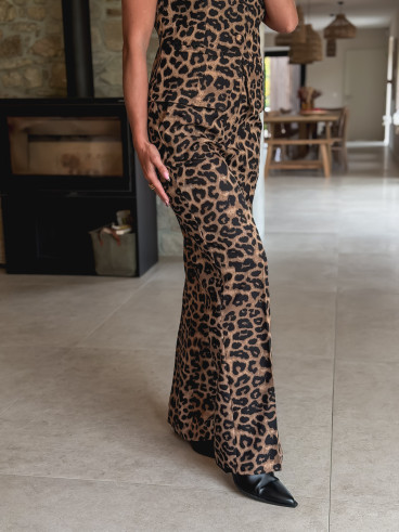 Pantalon léopard Aymera - Taupe/Noir