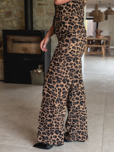 Pantalon léopard Aymera - Taupe/Noir