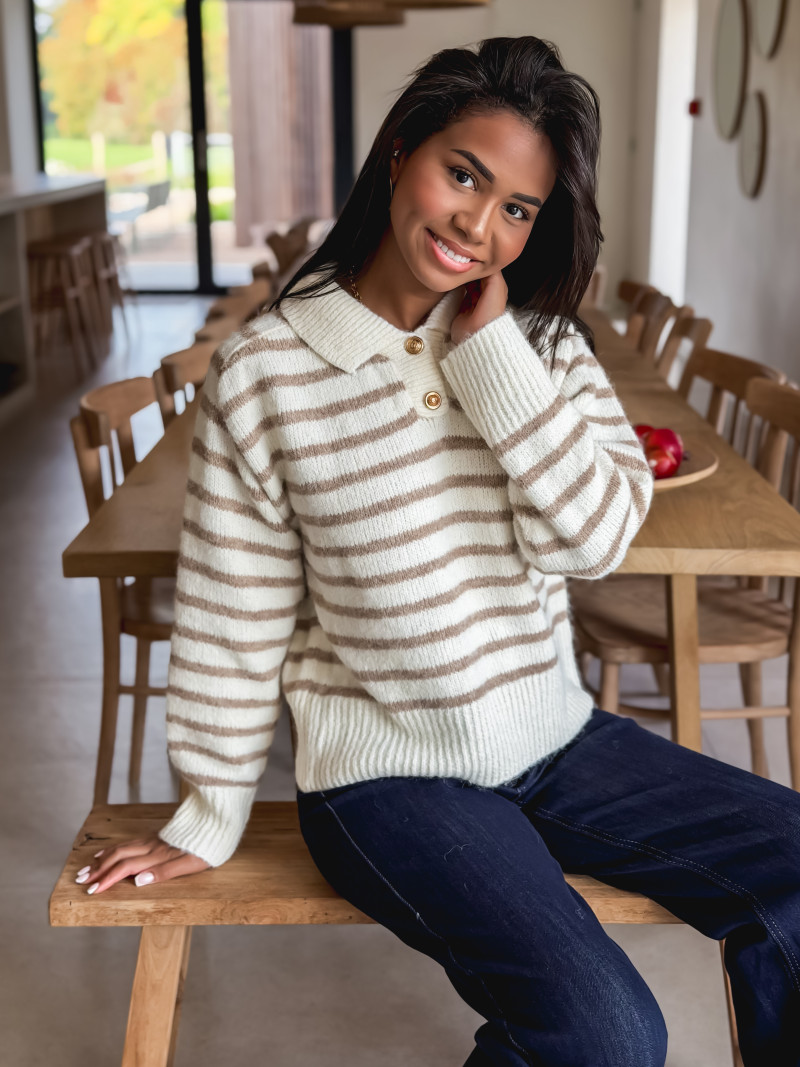 Pull ligné Sorélia - Ecru/Beige