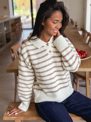 Pull ligné Sorélia - Ecru/Beige
