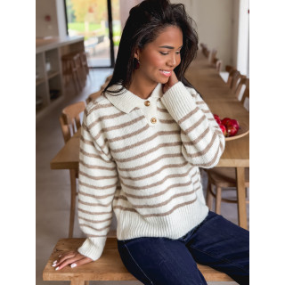 Pull ligné Sorélia - Ecru/Beige