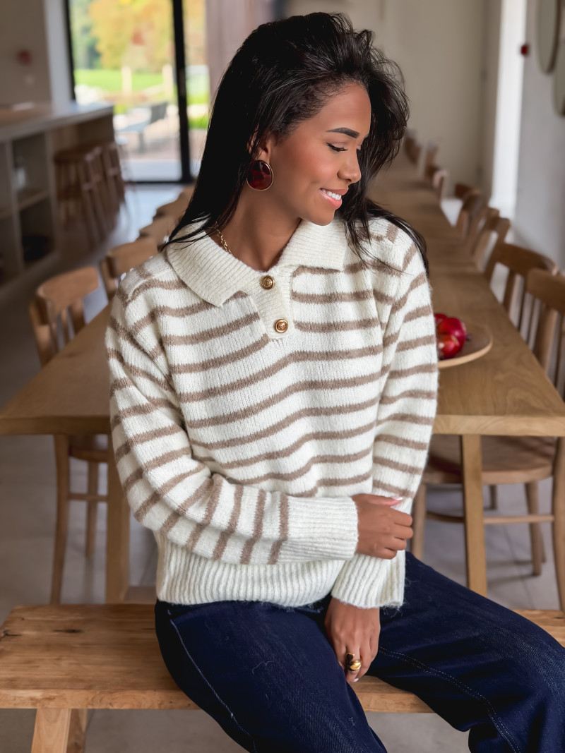 Pull ligné Sorélia - Ecru/Beige