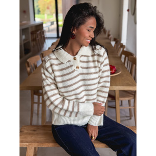 Pull ligné Sorélia - Ecru/Beige