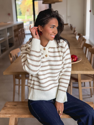 Pull ligné Sorélia - Ecru/Beige