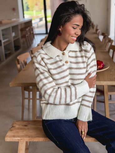 Pull ligné Sorélia - Ecru/Beige