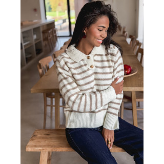 Pull ligné Sorélia - Ecru/Beige