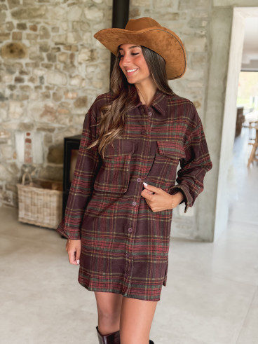 Robe à carreaux Peyton - Bordeaux