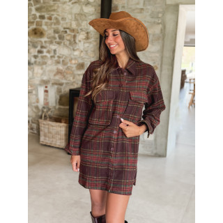 Robe à carreaux Peyton - Bordeaux