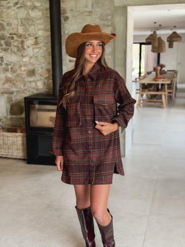 Robe à carreaux Peyton - Bordeaux
