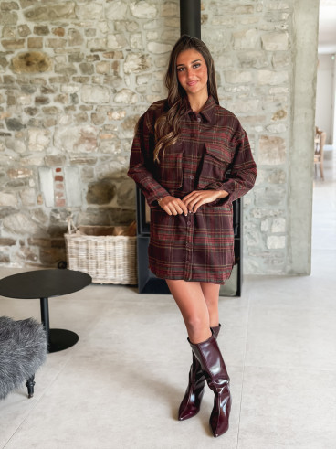 Robe à carreaux Peyton - Bordeaux