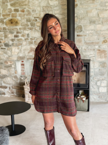 Robe à carreaux Peyton - Bordeaux
