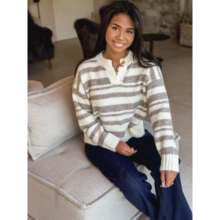 Pull ligné Adria - Blanc/Taupe