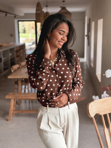 Chemise à pois Auralia - Chocolat