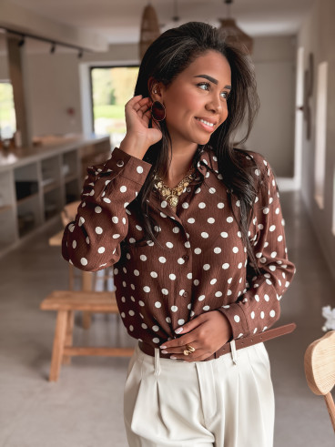 Chemise à pois Auralia - Chocolat