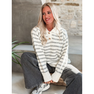 Pull ligné Sorélia - Ecru/Gris