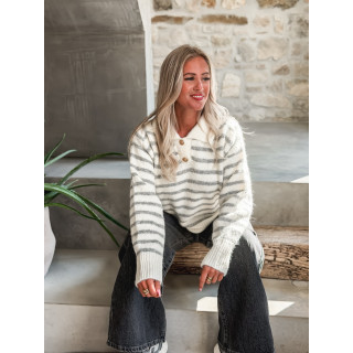 Pull ligné Sorélia - Ecru/Gris