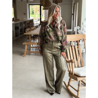 Chemise à fleurs Gloria - Kaki