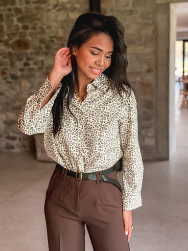 Chemise léopard Amorina - Crème