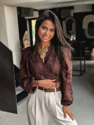 Blouse cache-coeur Soria - Chocolat